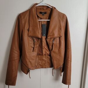 Lulus Tan Brown Faux Leather Moto Jacket – NEW with Tags
